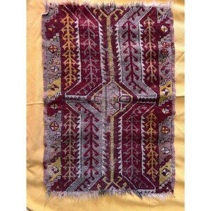 Antique Anatolian Turkish Prayer Rug Colors Yellow Red Rug Collectible
